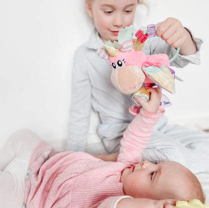 Playgro Unicorn Clip Clop Activity Rattle Pink - Nurturing Developmental Toy for 3+ Months - The Ultimate Fusion of Teething & Early Engagement - Baby's First Rattles with a Delightful Unicorn Design