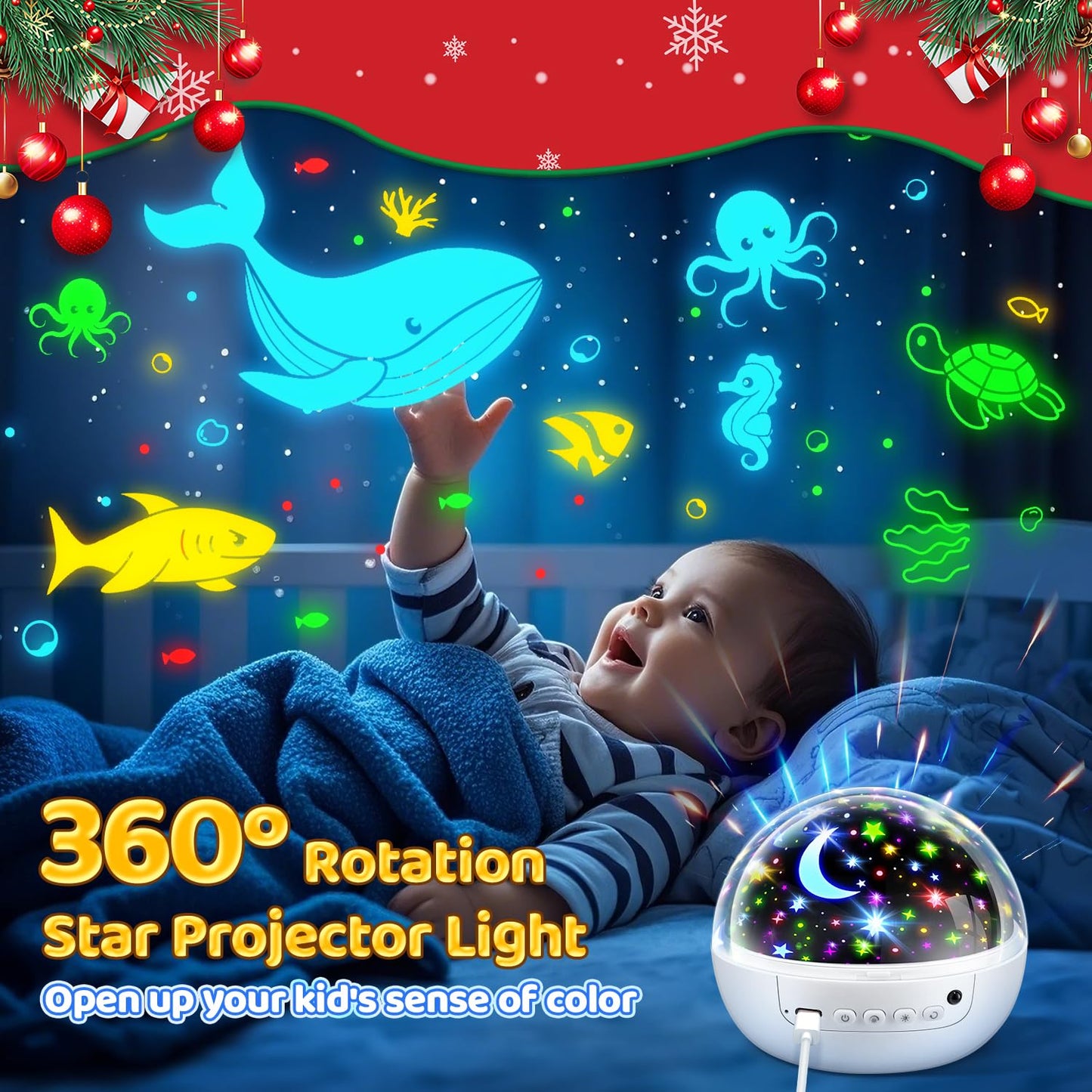 COOLNIGHT COONIGHT Sensory Toys for Babies, 93 Lighting Mode+Dimmable+Timer+Remote Sensory Lights Star Projector, 360° Rotate Kids Night Light Projector,Baby Boy Gifts Baby Girl Gifts Newborn Toy