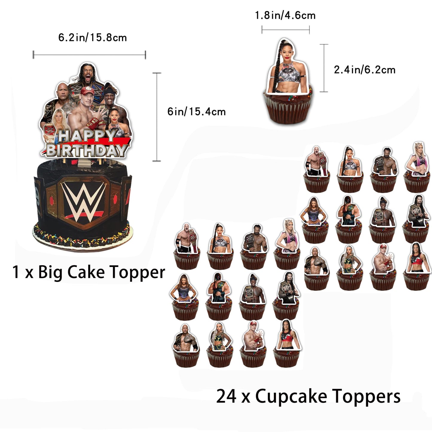Wrestlinss Birthday Party Decorations Wrestling Party Supplies, Happy Birthday Banner, Balloons, Cake Toppers Decoration Cupcake Toppers