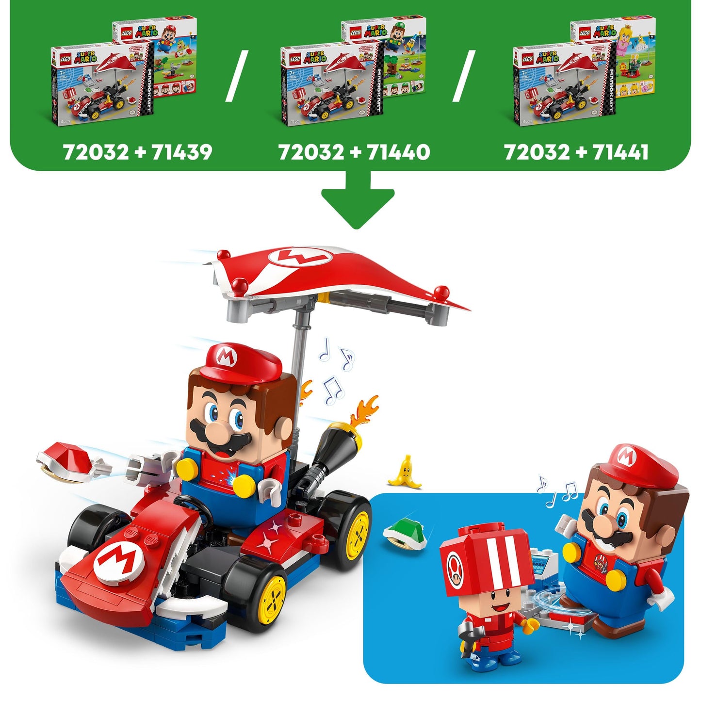 LEGO Super Mario Mario Kart standard kart toy set with Toad figure, ideal for kids, creative gift for ages 7 and up
