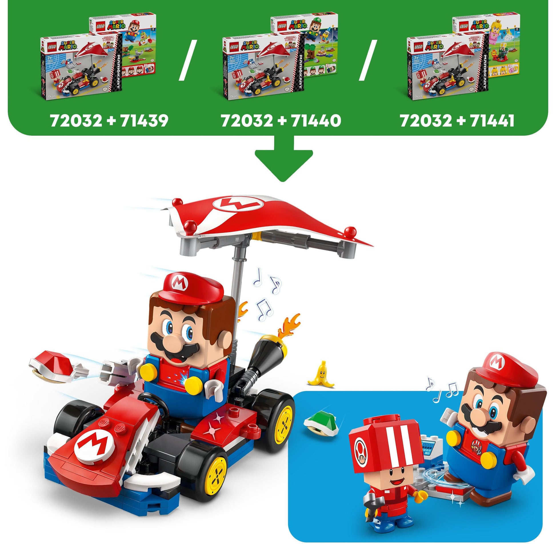 LEGO Super Mario Mario Kart standard kart toy set with Toad figure, ideal for kids, creative gift for ages 7 and up