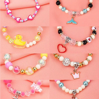 Jewellery Making Kit Kids, Jewelry Box Bracelet Making Kit Favors for Girls, D-IY Handmade Jewelry Maker Set Christmas Toy for Making Bracelets, Earrings and Necklaces