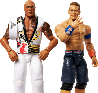 Mattel WWE Championship Showdown Action Figures 2-Pack with Accessory, Series #23 The Rock & John Cena Collectible Set, 6-inch