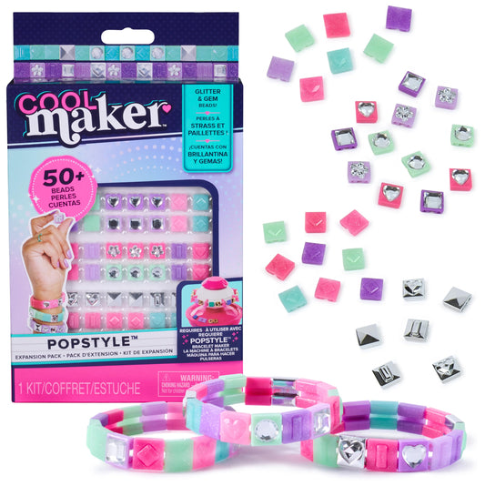 Cool MAKER PopStyle bracelet maker expansion pack with 50+ gem beads and supplies for creating friendship bracelets for kids.