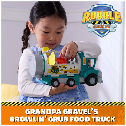 Rubble and Crew, Growlin’ Grub Food Truck Playset, Action Figure, Play Kitchen Accessories and Kinetic Build-It Play Sand, Kids’ Toys for Boys and Girls 3+