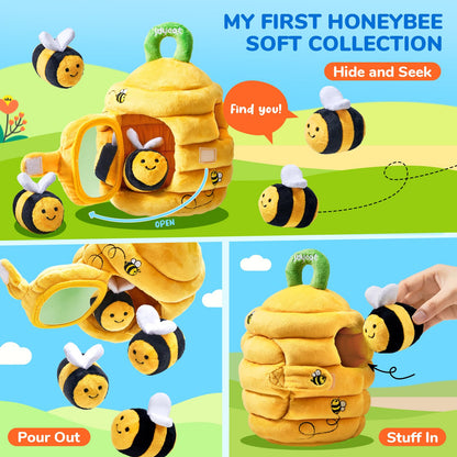 JoyCat Baby Toys 6-12 Months - Soft Baby Beehive with 5 Sensory Bees - Rattle, Crinkle Paper, Squeaker, Mirror, Busy Montessori Sensory Toys for Toddlers 0-3 Years Old - Gifts for Babies