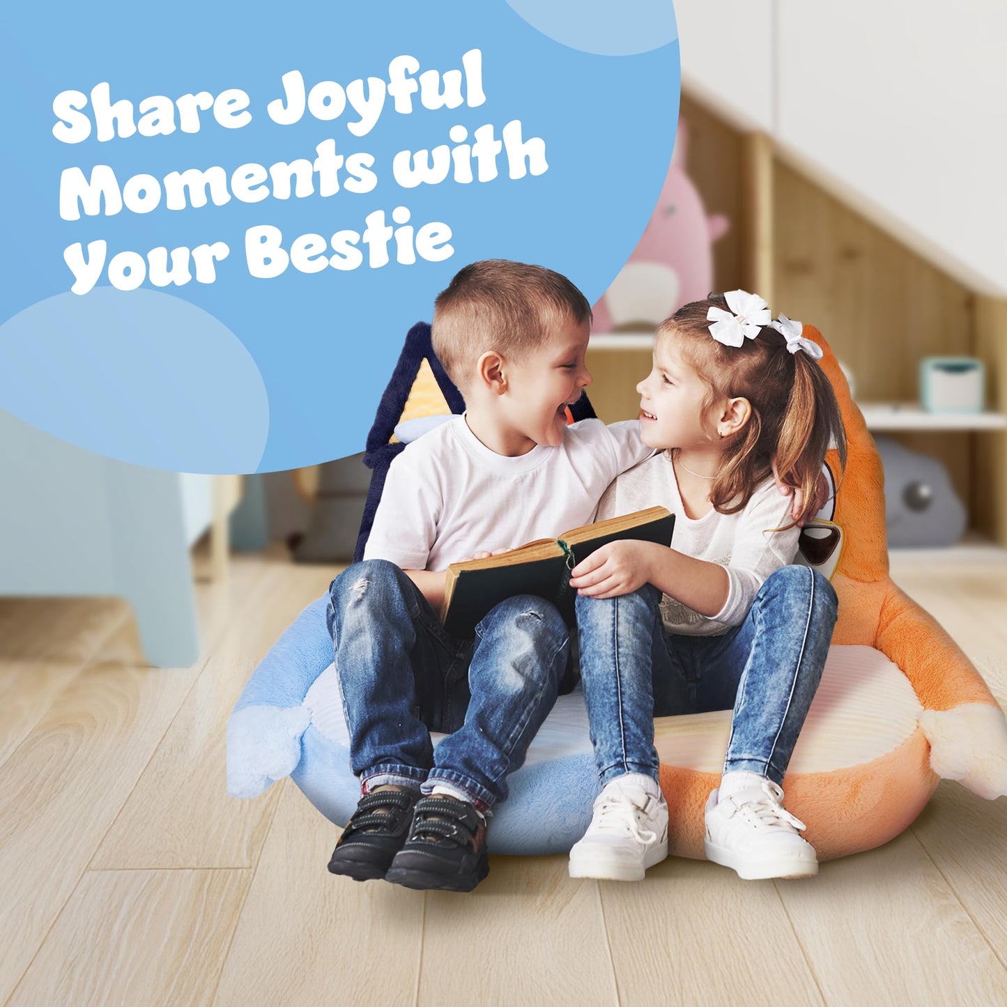 Bluey & Bingo Kids Plush Sofa Chair – 70cm Soft Toddler Seat for Boys & Girls – Large Comfy Character Style Chair for Playroom, Bedroom & Living Room – Lightweight & Cosy