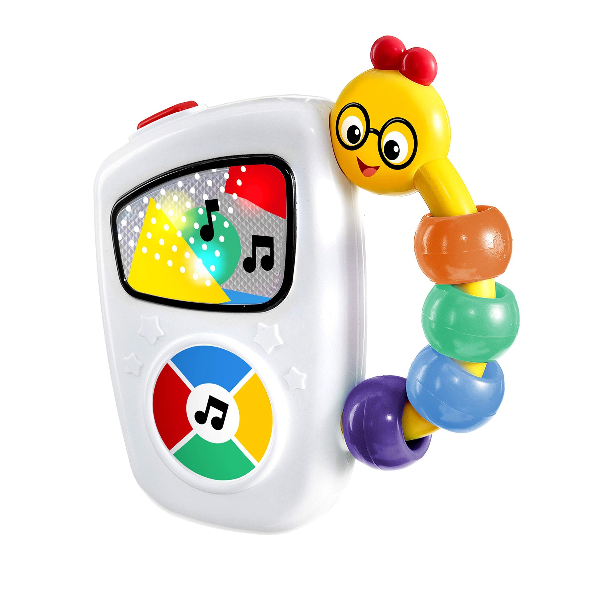 Baby Einstein Take Along Tunes musical baby toy with lights, 10 melodies, bead chaser, volume control, for infants 3 months and up.