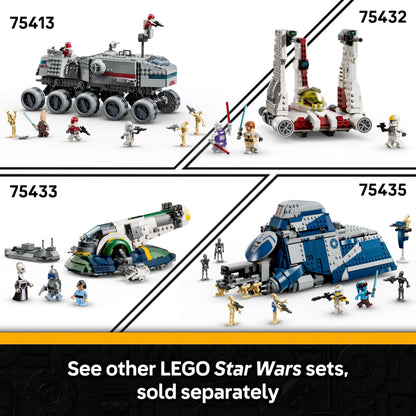 LEGO Star Wars 75431 327th Star Corps Clone Troopers Battle Pack with minifigures and battle droids on display.
