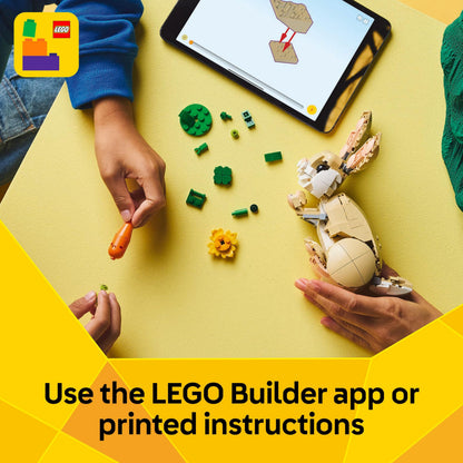 LEGO Creator 3in1 cute bunny toy with llama and seal transformation, colorful building blocks for creative play.