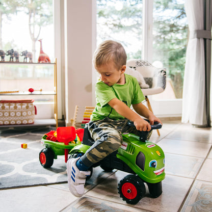 Falk Claas Tractor Ride-On with Trailer, from 12 Months, Made in France, Shovel and Rake Included-2 Styles, Customisable License Plate, 212C, Green