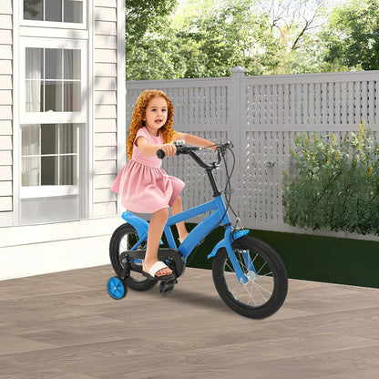 HPDTZ 14'' Children's Bicycle, Children's Learning Bicycle, Kids Bike for Children Ages 3-5, 14 inch Wheels with Stabilisers (Blue)