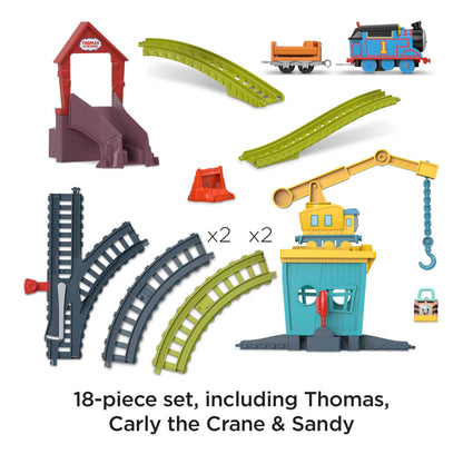 Thomas & Friends Motorized Toy Train Set Fix 'em Up Friends with Carly the Crane & Sandy the Rail Speeder for Preschool Kids Ages 3+ Years, HDY58, Nicht Zutreffend
