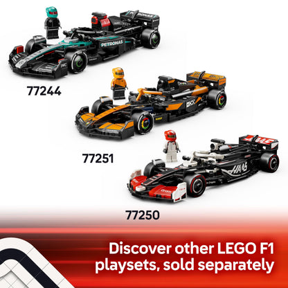 LEGO Speed Champions BWT Alpine F1 Team A524 race car toy with collectible driver minifigure and detailed model kit.