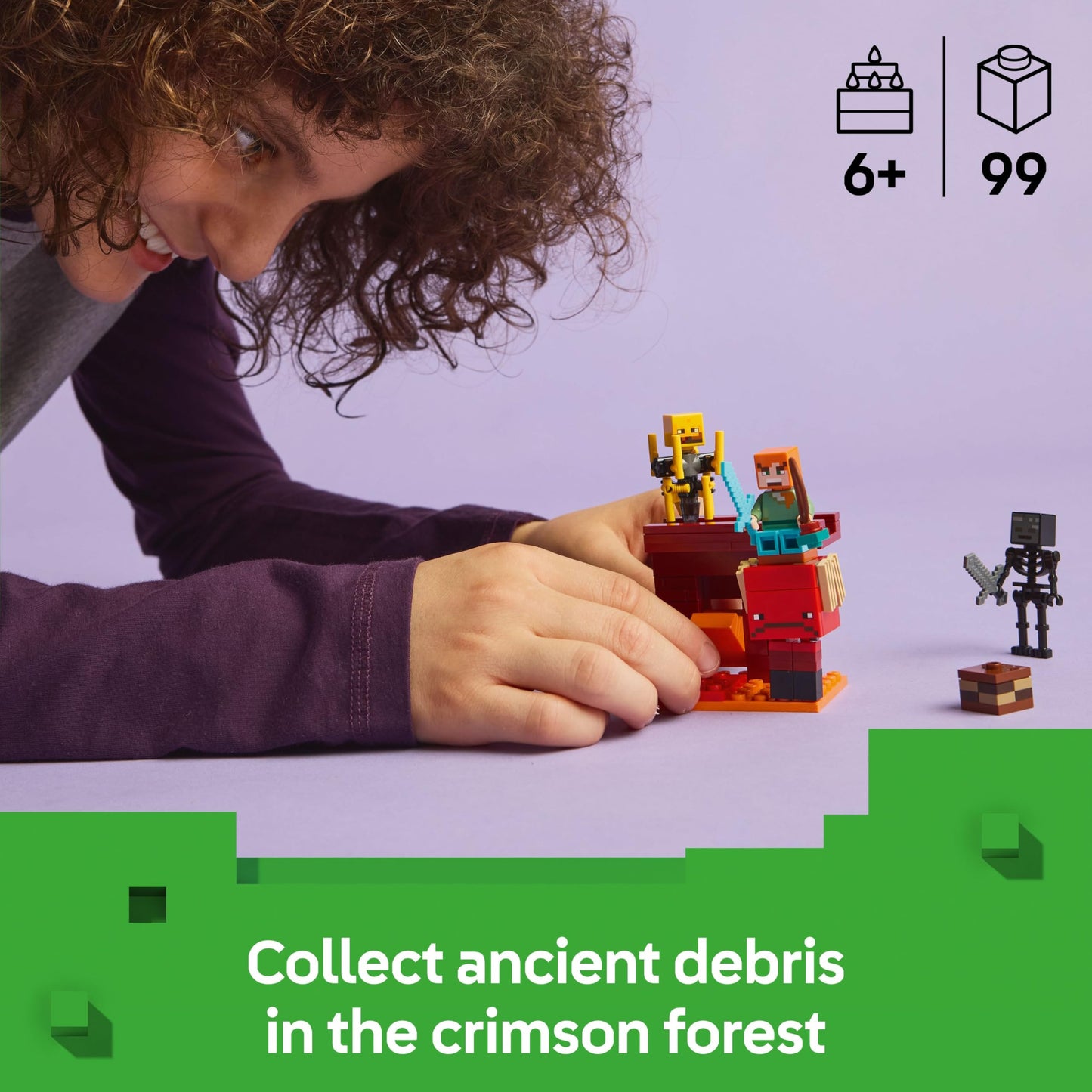 LEGO Minecraft The Nether Lava Battle - Interactive Toy with an Alex Figure, plus Mobs incl. a Skeleton, Blaze and a Strider - Gaming Gift for 6+ Year Old Boys & Girls - 21266