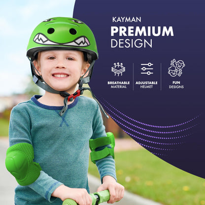 KAYMAN Kids Bike Helmet age 3 to 12, Adjustable Safety Gear for Boys and Girls, Suited to Scooter, Cycling, Skateboard & Roller Skating - Protection for Boys & Girls