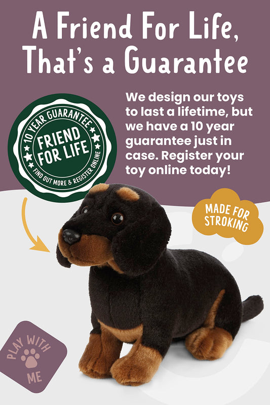 Living Nature Dachshund Soft Toy | Fluffy Dog Animal | Soft Toy Gift for Kids | 28 cm, Black