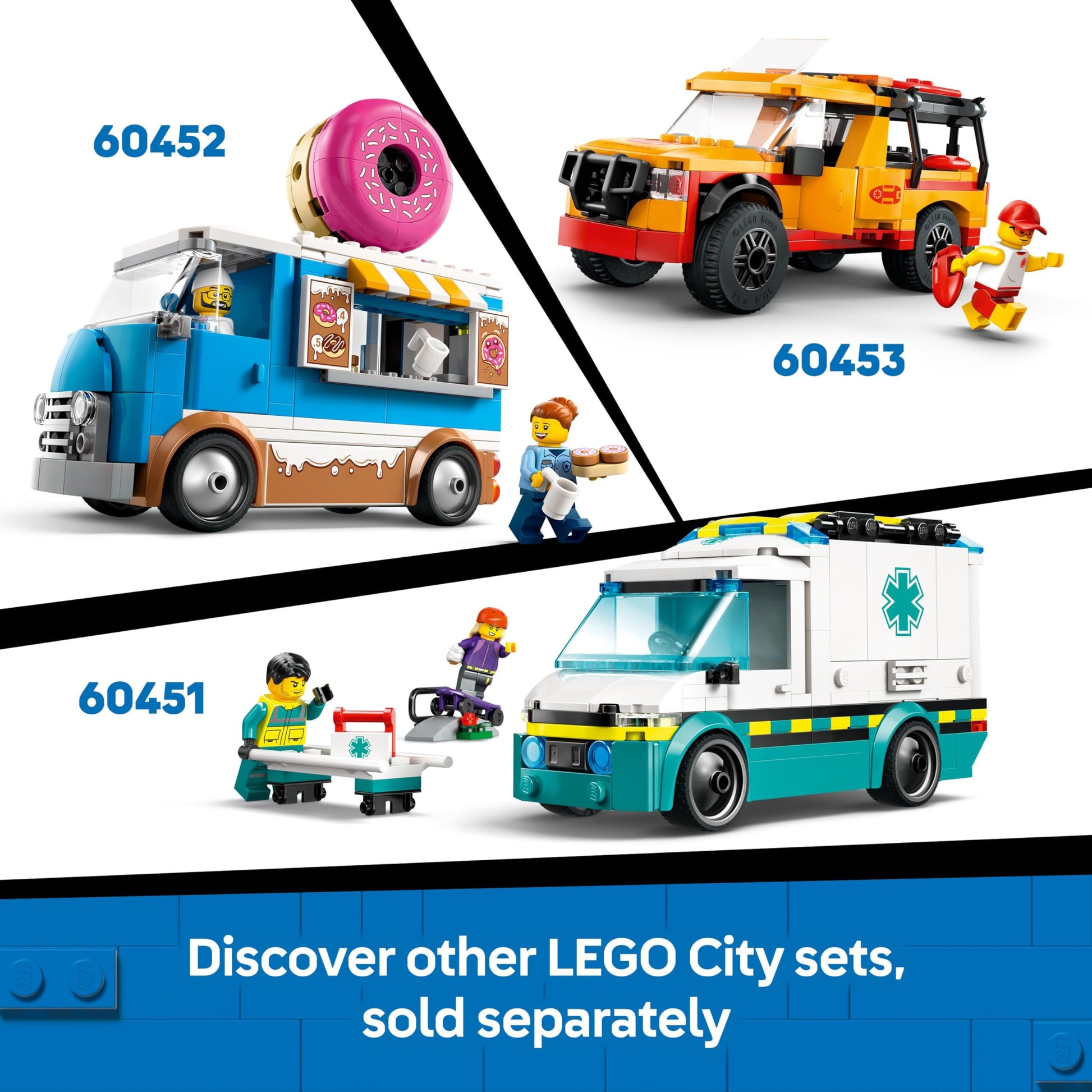 LEGO City Holiday Adventure Camper Van toy with three minifigures and accessories for creative building fun.