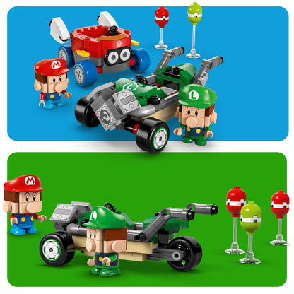 LEGO Super Mario Baby Mario vs. Baby Luigi Toy Set with collectible figures and cars, perfect for kids and Nintendo fans.