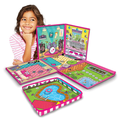 Barbie Dreamhouse ZipBin storage with playmat, designed to hold 40 dolls and accessories for creative play.