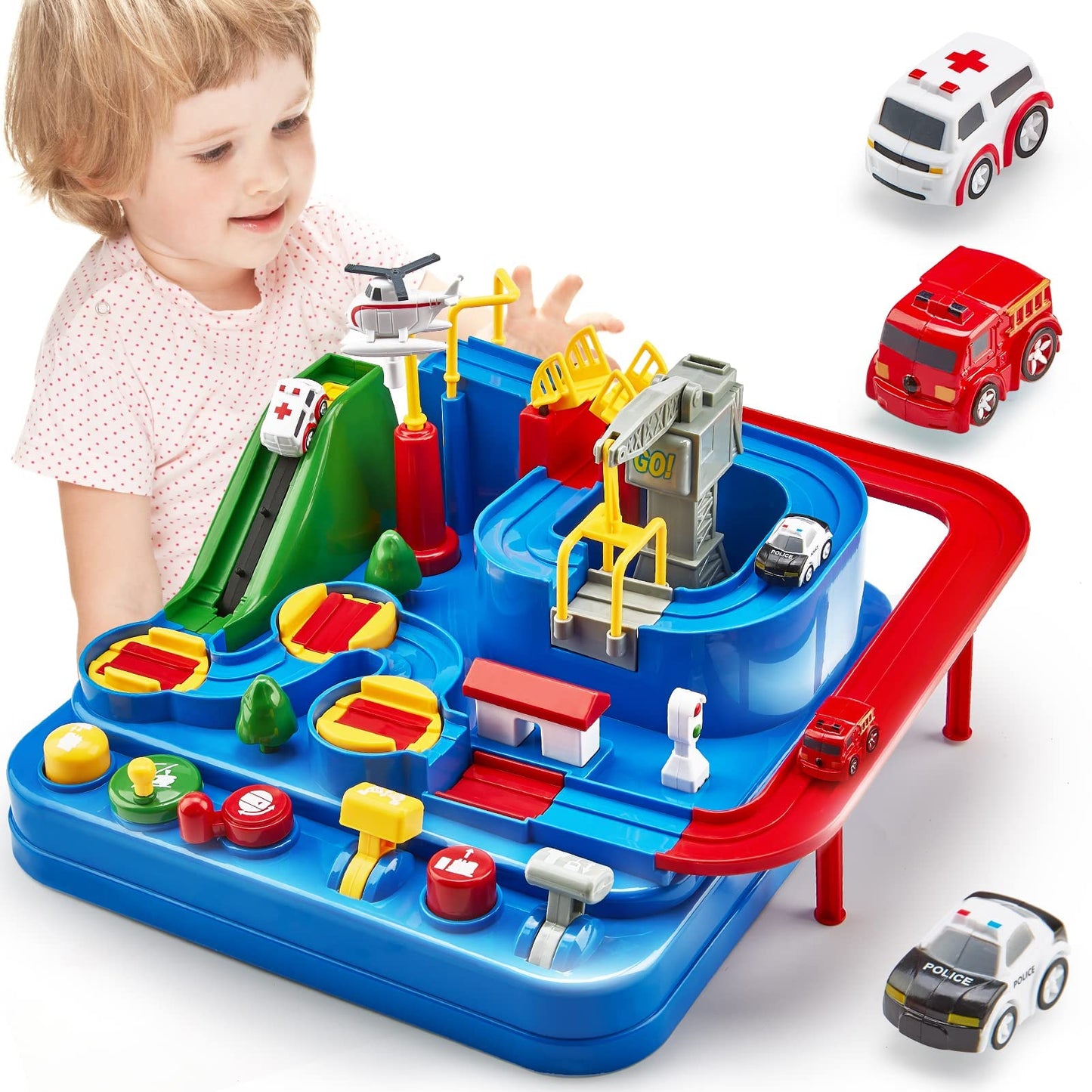 hahaland Kids Toys for 3 Year Old Boys Car Race Track Boys Toys Age 3 4- Large
