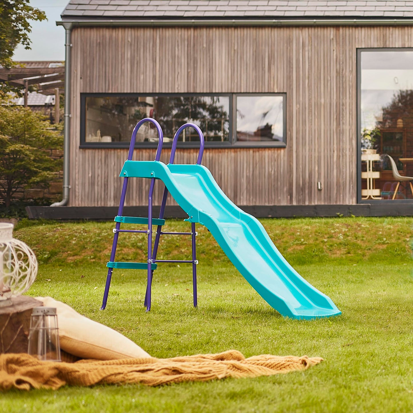 Plum Haumea Steel & Plastic 6ft Slide Wavy Design With 4-Leg Configuration, Purple