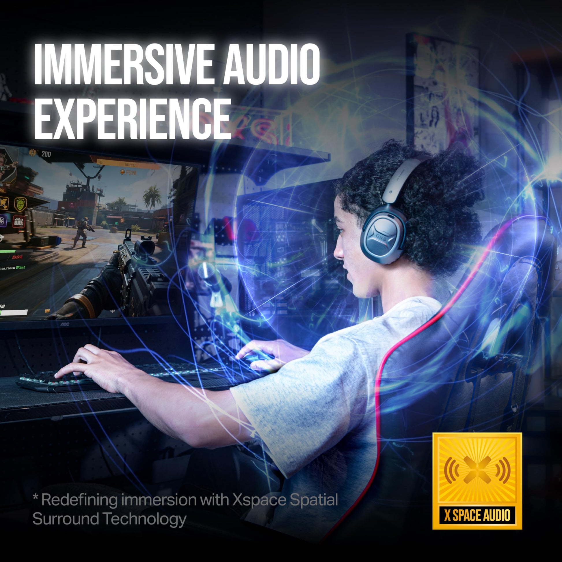 OXS Storm A2 wireless gaming headset with active noise cancellation, over-ear design, mic, Bluetooth 5.4, and 70-hour battery life.