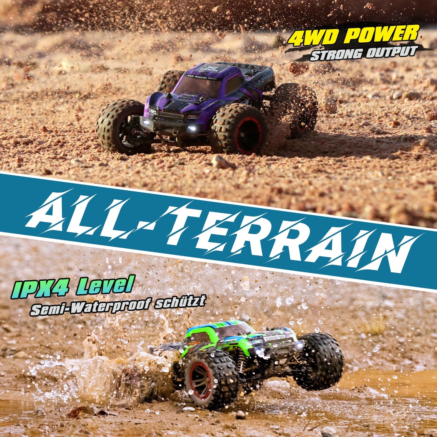 HAIBOXING RC Car, 1:14 Remote Control Car for Adults & Kids, 39+KPH Hobby Electric Monster Truck, 2.4GHz 4WD All Terrain Waterproof Off Road RC Truck, Toys Vehicle Hobby Grade Buggy for Boys