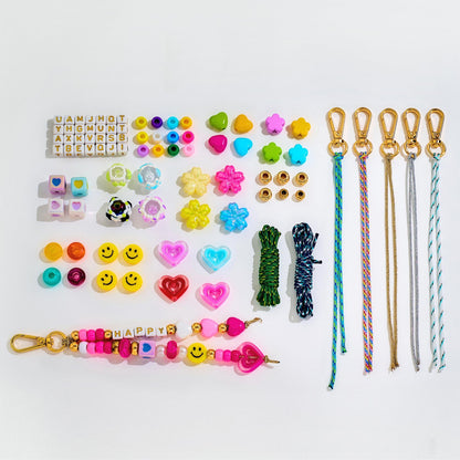 TOVABA 421PCS Beaded Keychain Making Kits for Women and Girls – DIY Acrylic Heart, Star, Flower and Alphabet Beads for Bag Charms, Jewelry Making and Craft Supplies