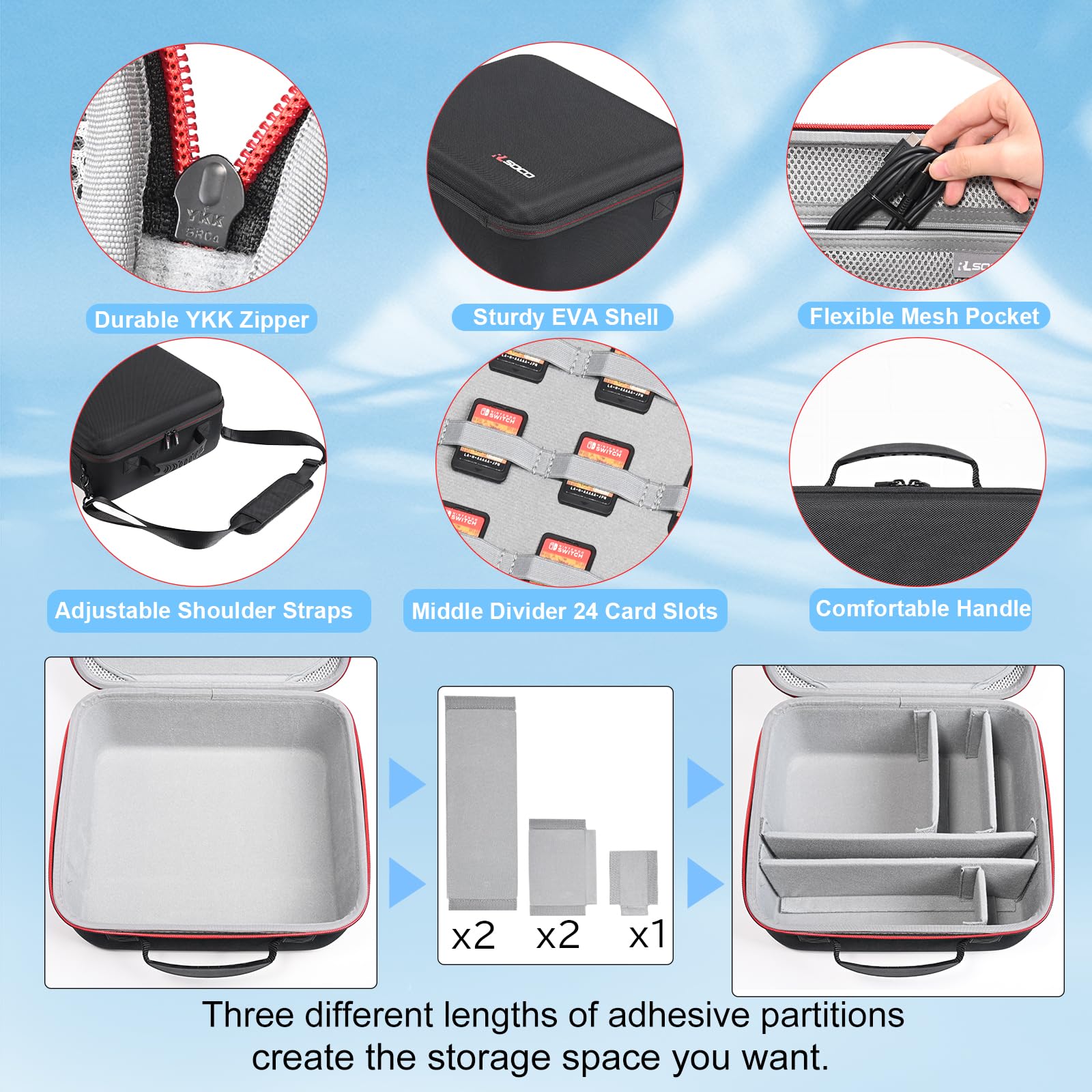 RLSOCO carry case for Nintendo Switch 2 with all-in-one travel bag, showing the case with Switch 2 console, controllers, and accessories inside.