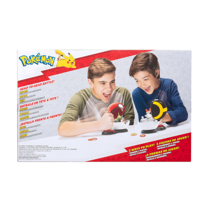 Pikachu and Mudkip figures with Repeat Ball, Dive Ball, and six attack discs from the Pokémon Surprise Attack Game.