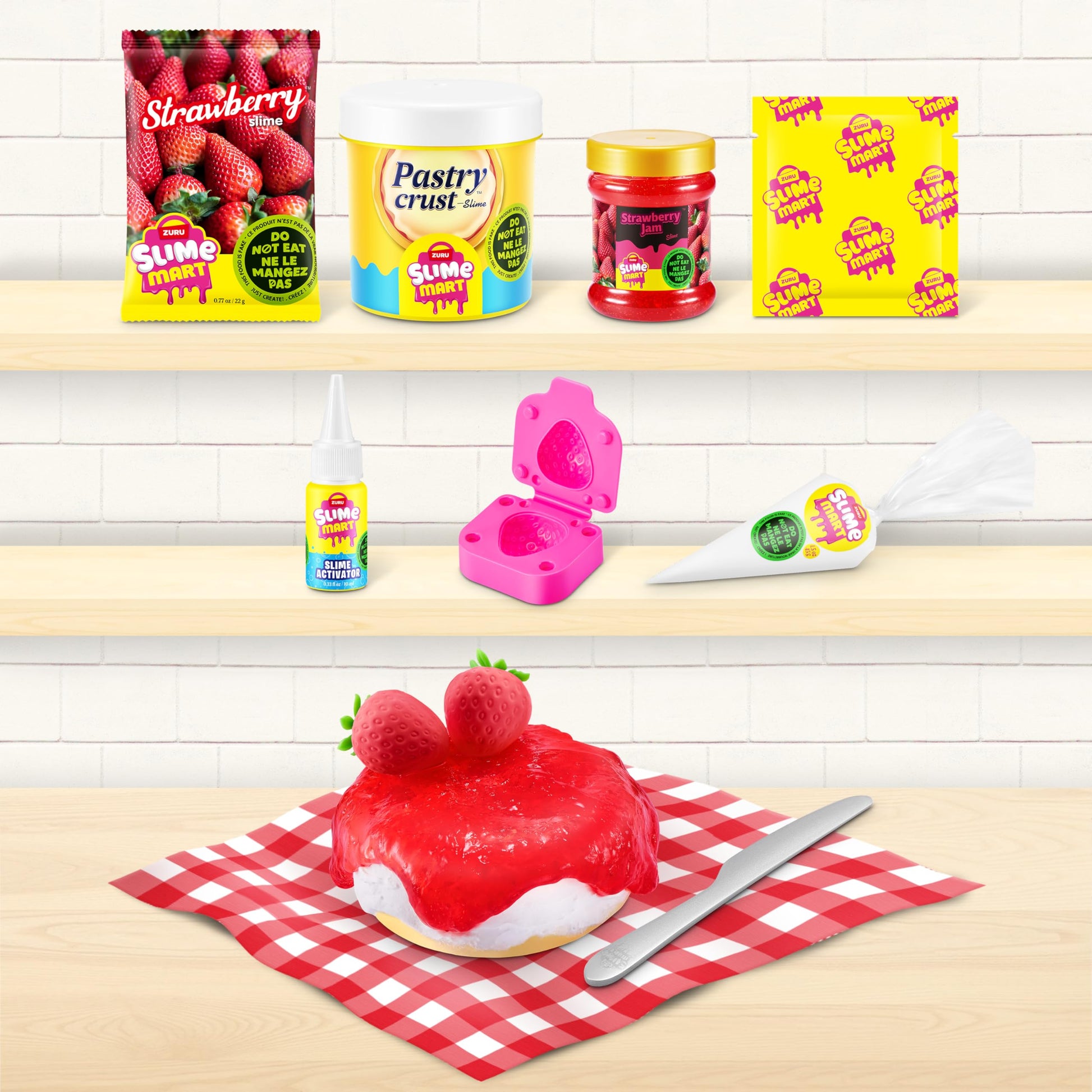 Slime Mart Small Bag with strawberry cheesecake scent, soft slime toy for kids, arts and crafts kit for ages 6 to 10, fun gift idea