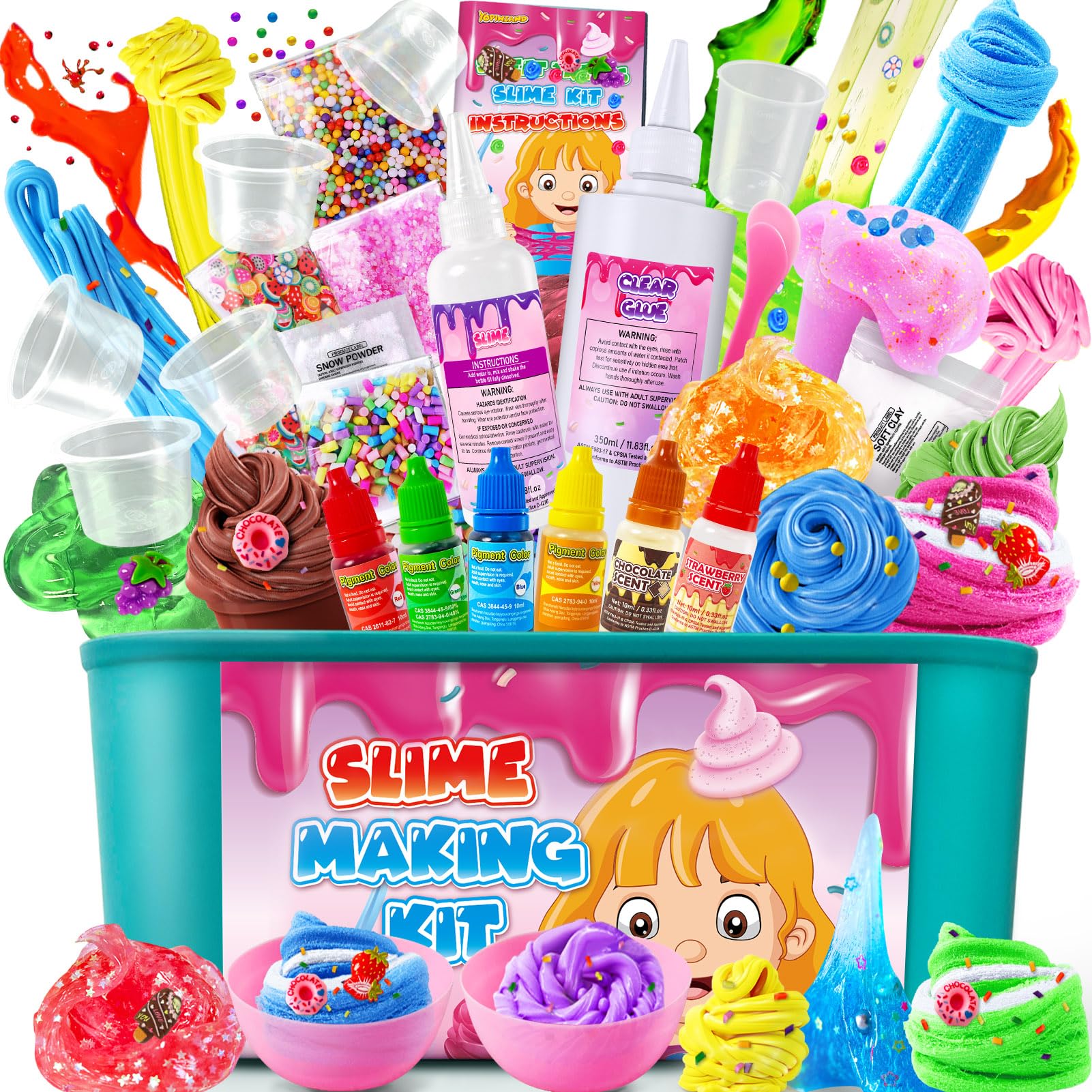 YOPINSAND Ice Cream DIY Slime Kit for girls with butter, foam, cloud slime, add-ins, foam balls, and charms for kids ages 6-12