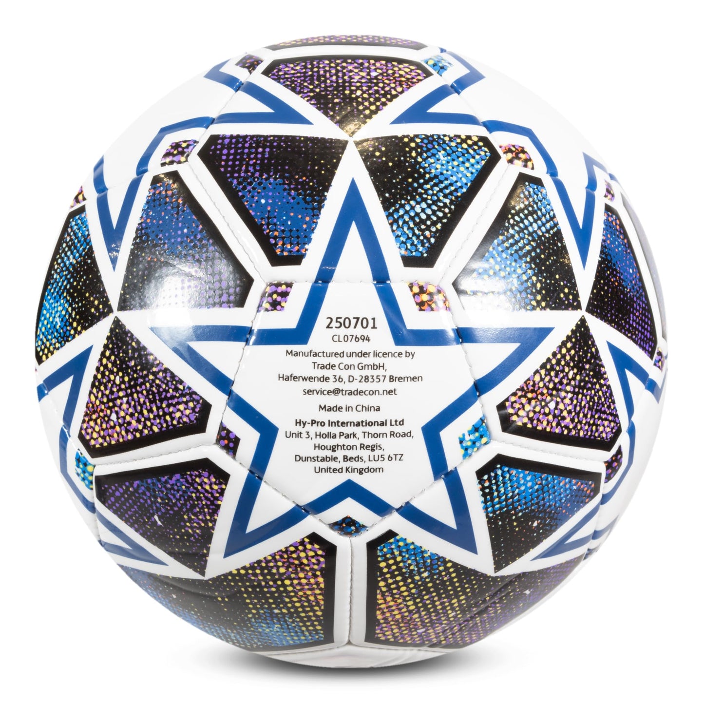 Hy-Pro UEFA Champions League Football, Size 5, Officially Licensed, Training, Match, Merchandise, Collectible For Kids and Adults, Great Football Gift Idea, White/Blue/Green