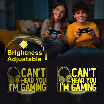YuanDian gaming night light with headset graphic, 16 color options, touch and remote control, perfect for gamers and teens.