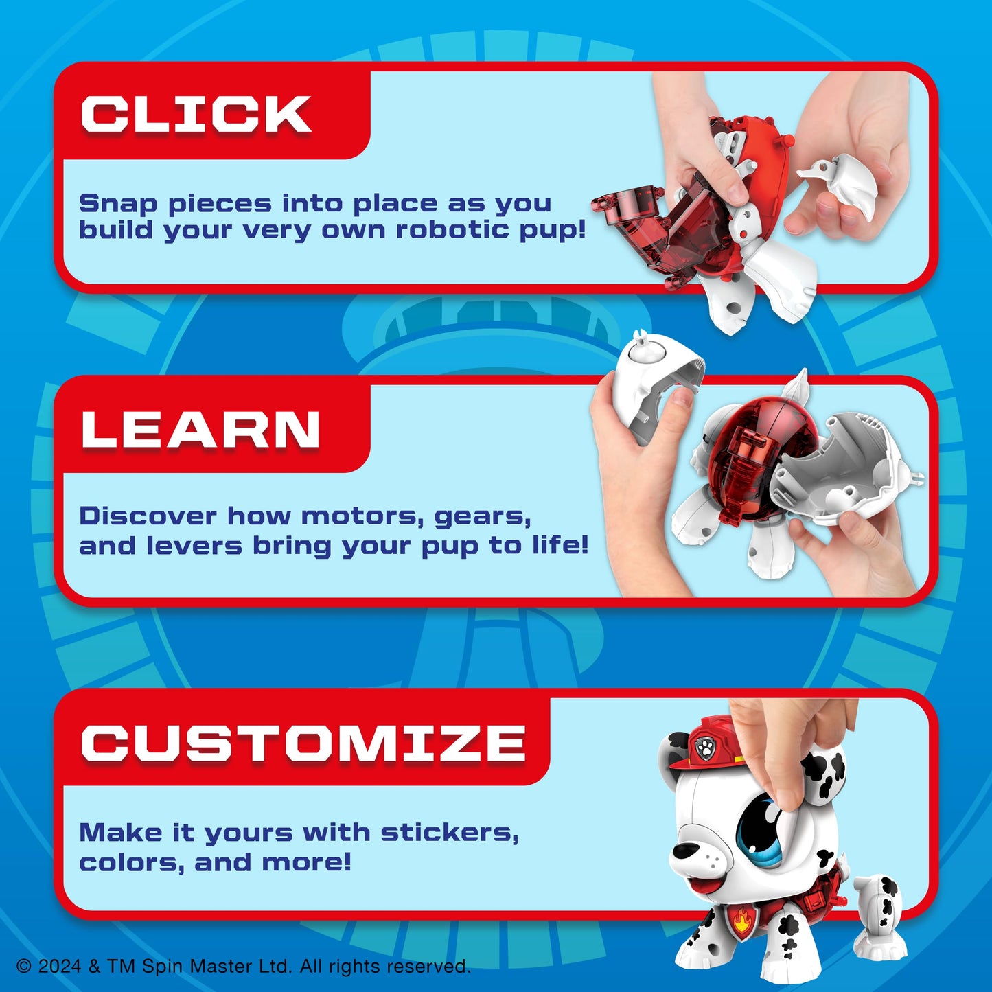 Build-a-Bot: Paw Patrol - Marshall | Build Your Own Interactive Paw Patrol Characters | Easy Click 'n' Create System | 20+ Piece STEM Robot Kit for Kids | For Ages 3+