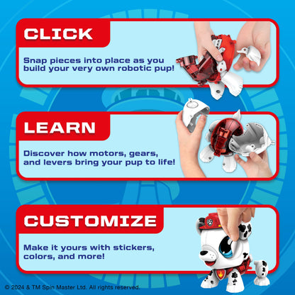 Build-a-Bot: Paw Patrol - Marshall | Build Your Own Interactive Paw Patrol Characters | Easy Click 'n' Create System | 20+ Piece STEM Robot Kit for Kids | For Ages 3+