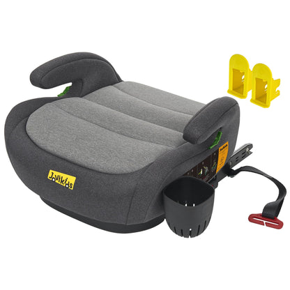 Jovikids I-Size Booster Seat with ISOFIX, Suitable for Child Height 125-150cm, Portable Car Seats with Cup Holder for Kids, Comfortable & Compact for Everyday Use, Great for Travel, ECE R129 (Grey)