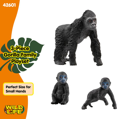 SCHLEICH Wild Life, Monkey Jungle Animal Toys for Boys and Girls, Gorilla Family Set with Gorilla Mother and Babies, Ages 3+