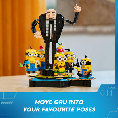 LEGO Despicable Me set featuring brick-built Gru and Minions figures, perfect for kids aged 9 and up.