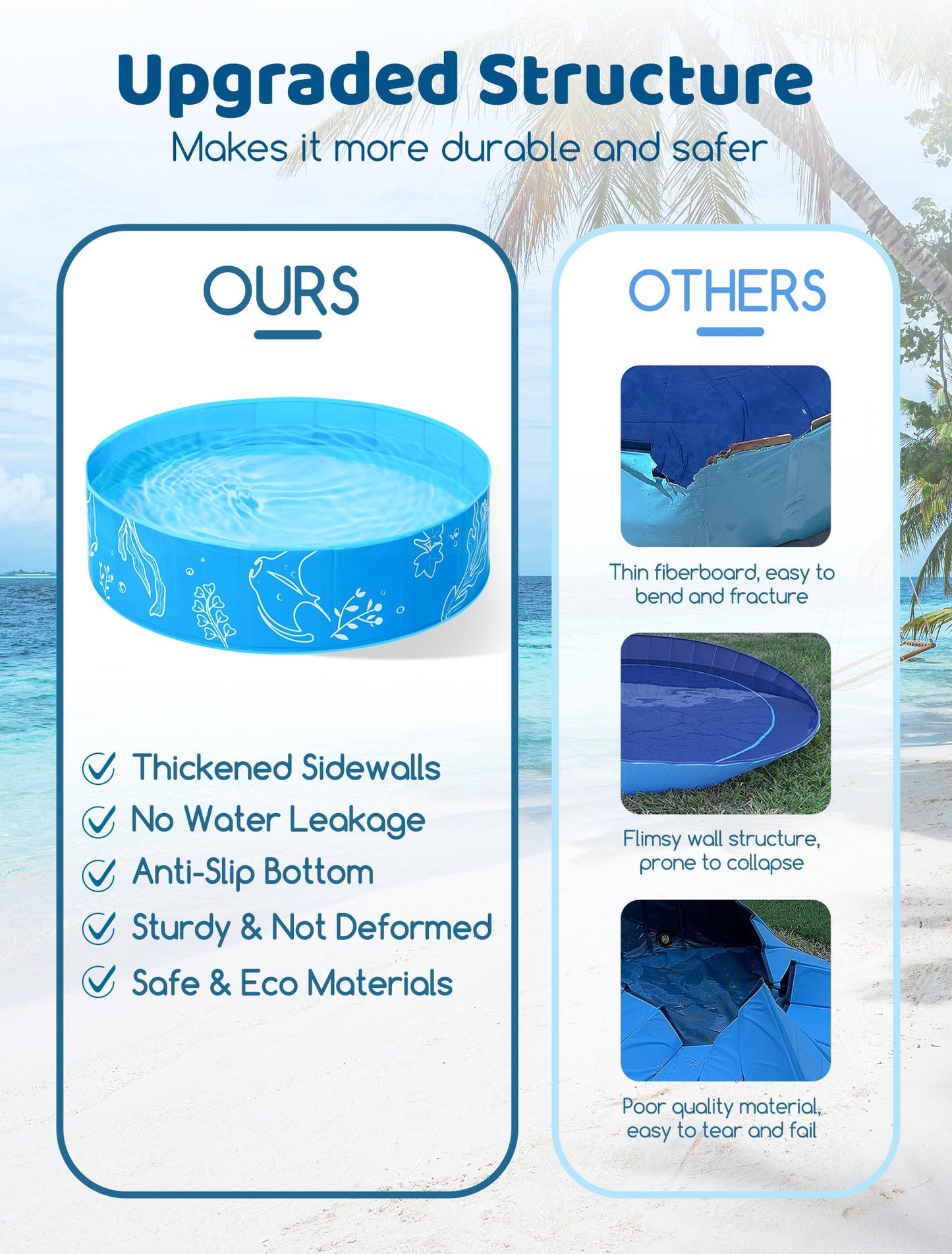 Hikiddy Paddling Pool with Shaded: 47in Pop-Up Splash Pool with Shade for Summer Beach Garden (Blue, 47in)