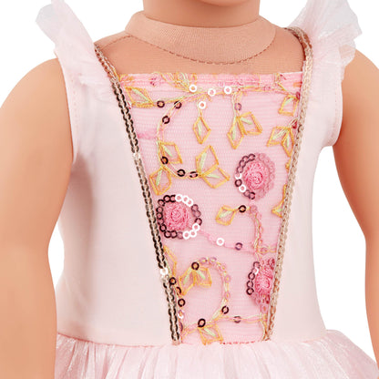 18-inch Our Generation Sugar Plum Fairy doll with blue eyes, blonde hair, pink ballet dress, tiara, and wand accessories.