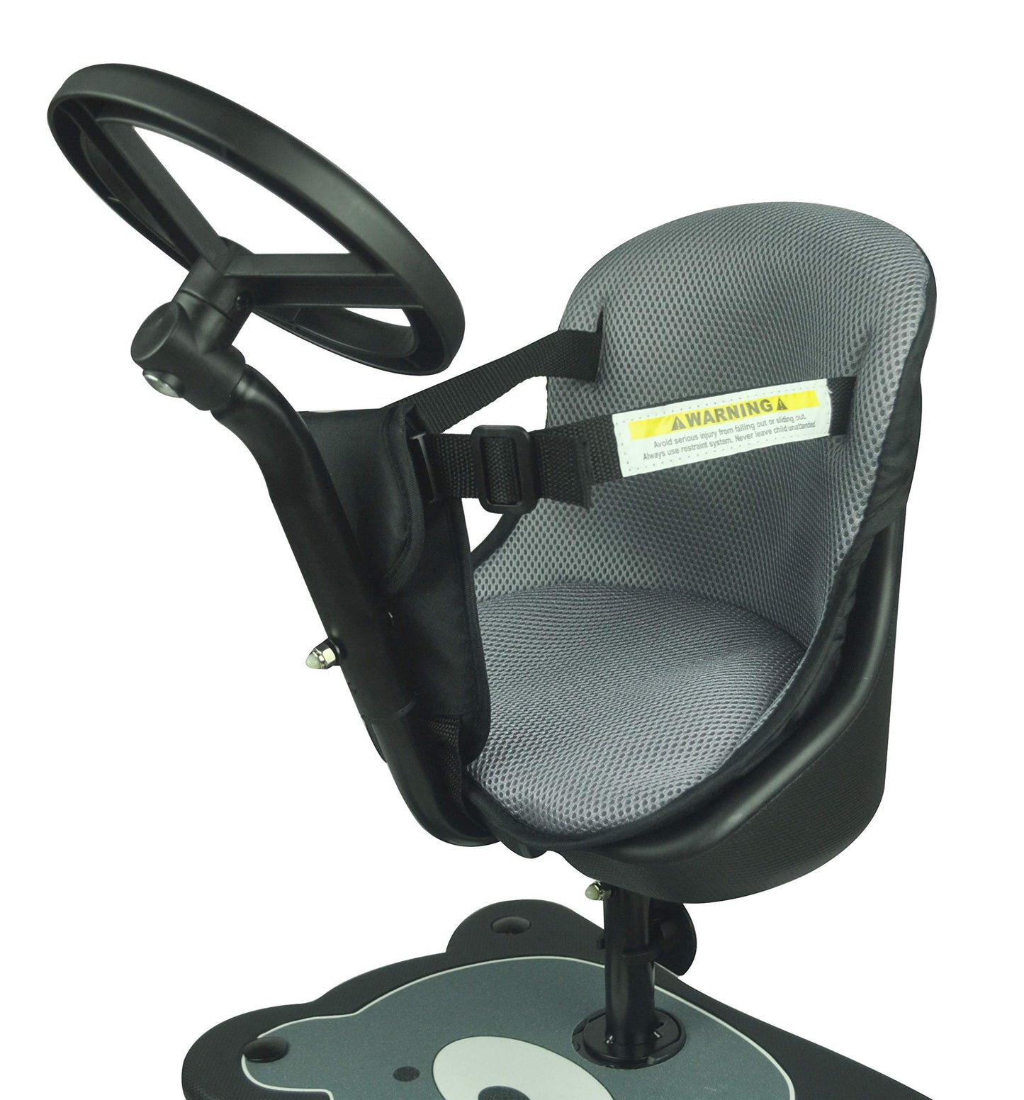 Roma 4 Rider Toddler Seat & Steering Wheel Ride On Board – Universal Buggy/Kiddy Board with LED Wheels, Patterned Seat, Fits 99% Prams, for Kids 1–6 Years (25kg), 4-Wheel Design