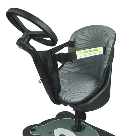 Roma 4 Rider Toddler Seat & Steering Wheel Ride On Board – Universal Buggy/Kiddy Board with LED Wheels, Patterned Seat, Fits 99% Prams, for Kids 1–6 Years (25kg), 4-Wheel Design