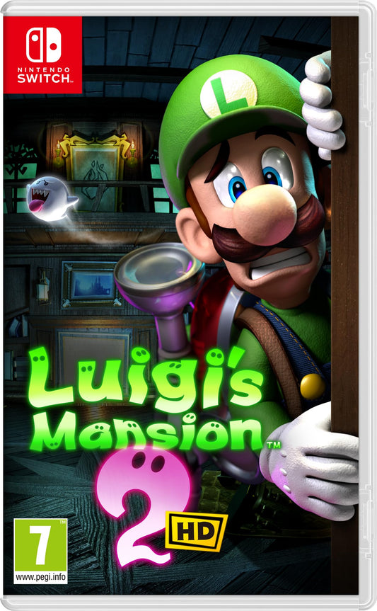 Nintendo Luigi's Mansion 2 HD game cartridge with cover art and game title displayed on the packaging.