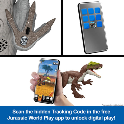 Mattel Jurassic World Rebirth Wild Roar Baryonyx Dinosaur Toy with Tail-Controlled Chomp Multi-Direction Attack & Sound, Posable & Digital Play, JGC79, Brown - Baryonyx
