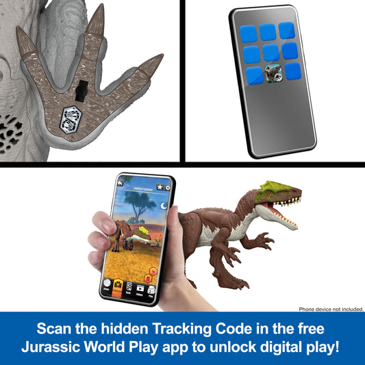 Mattel Jurassic World Rebirth Wild Roar Baryonyx Dinosaur Toy with Tail-Controlled Chomp Multi-Direction Attack & Sound, Posable & Digital Play, JGC79, Brown - Baryonyx