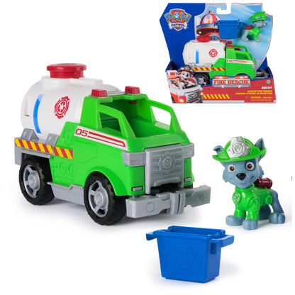 Paw Patrol Fire Rescue: Rocky Rescue Fire Tanker with Action Figure, Grab Claw and Toy Truck, Kids Toys for Boys and Girls Ages 3 and Up
