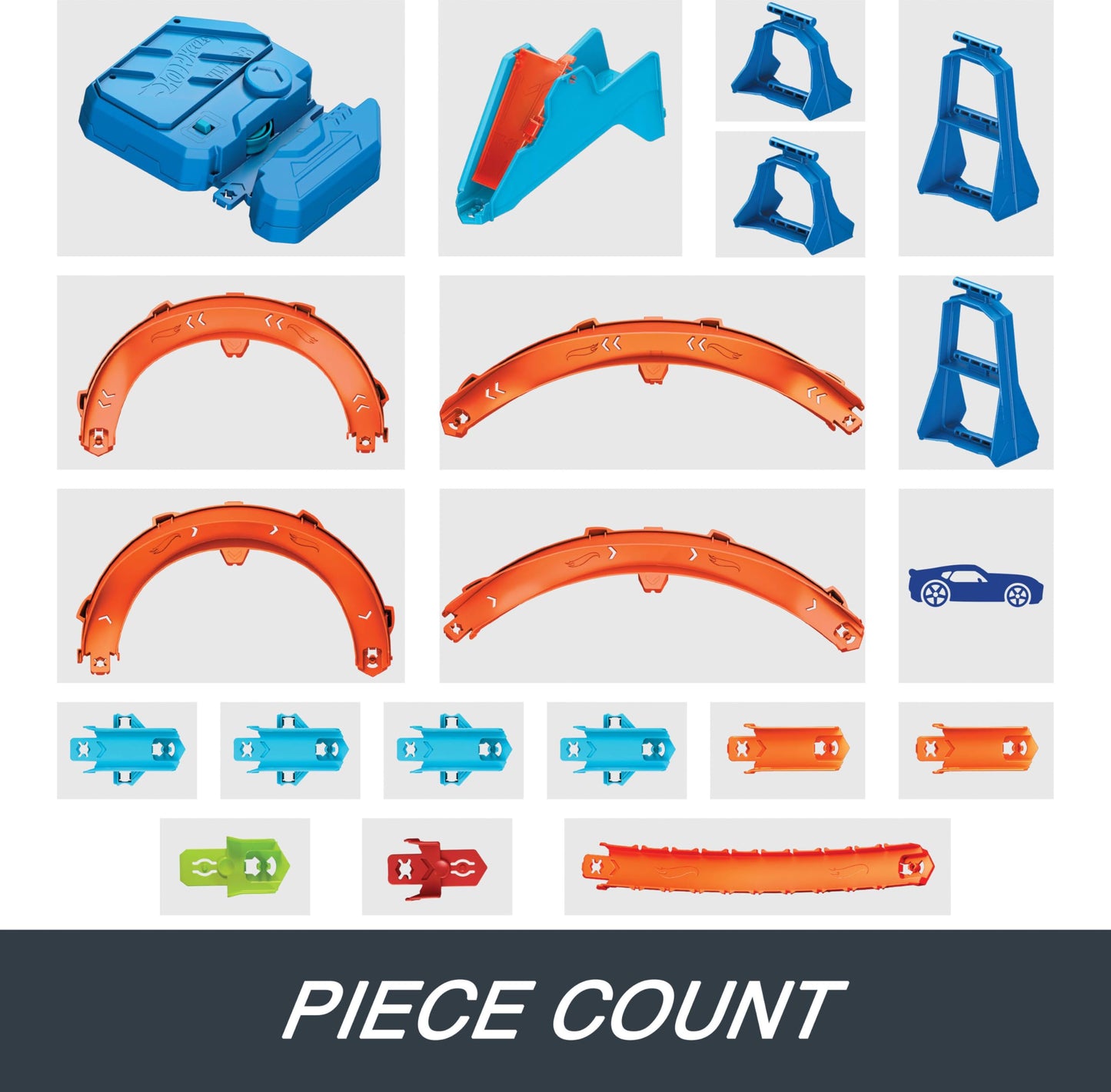 Hot Wheels Toy Car Track Set, Deluxe Building Box with Motorized Booster, 1:64 Scale Vehicle, Speed Snap Track, Boosted Jump Speedway, JDB49