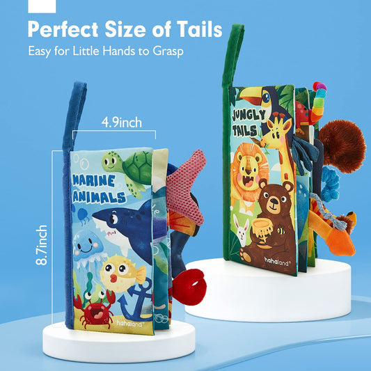 hahaland 2 Pcs Sensory Toys 0-6 Months Touch Feel Activity Soft Book with Squeaker, Crinkle Paper Essentials for Newborn 0 3 6 12 Months 1 Year olds Baby Boy Girls Gifts,Red,Medium